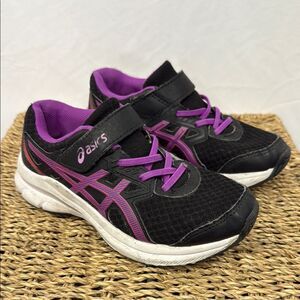 Asics Black and Purple Sneakers with Velcro Strap